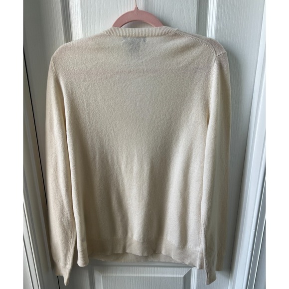 Lord & Taylor Womens 100% Cashmere Sweater Ivory Pullover V Neck Size XL - Picture 2 of 3